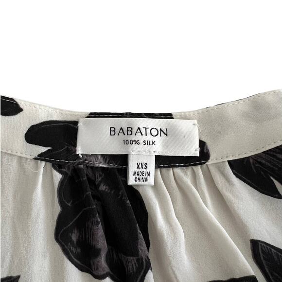 Babaton Womens Sleeveless Silk Floral Dress Black White XXS - Picture 5 of 7